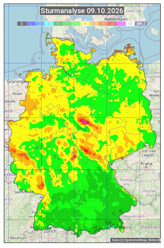 Karte mit Unwetteranalyse