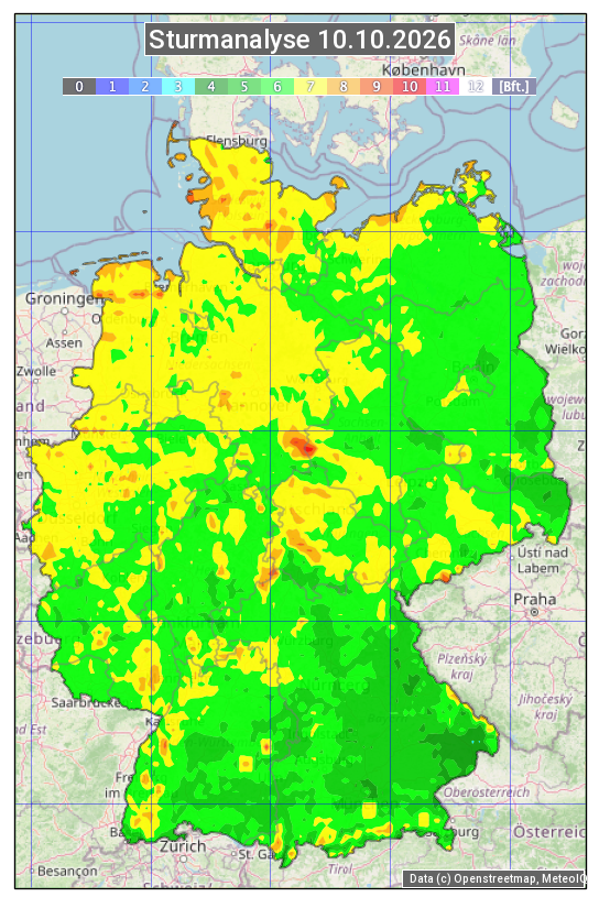 Karte mit Unwetteranalyse
