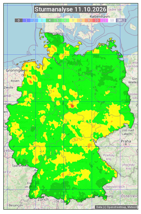 Karte mit Unwetteranalyse