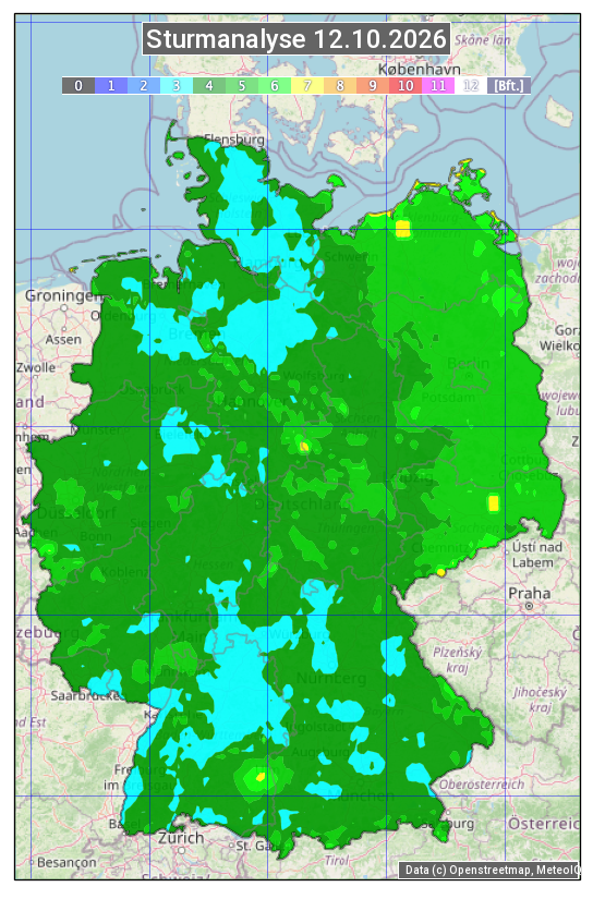 Karte mit Unwetteranalyse