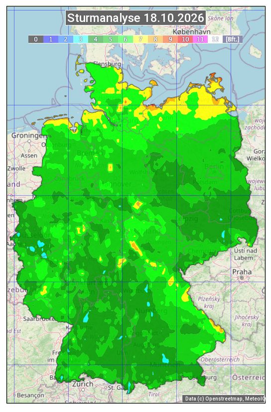 Karte mit Unwetteranalyse