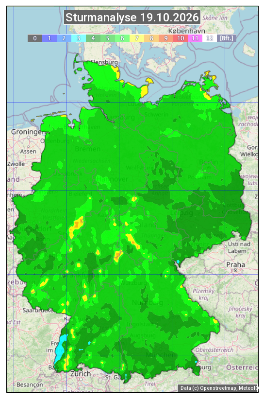 Karte mit Unwetteranalyse