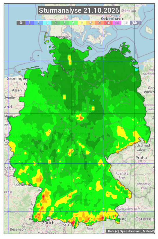 Karte mit Unwetteranalyse