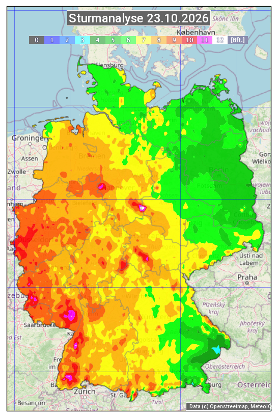 Karte mit Unwetteranalyse