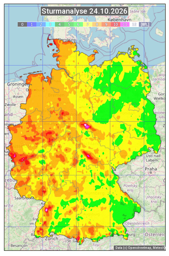 Karte mit Unwetteranalyse