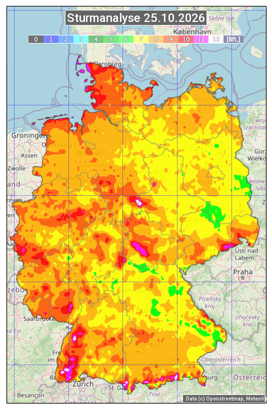 Karte mit Unwetteranalyse