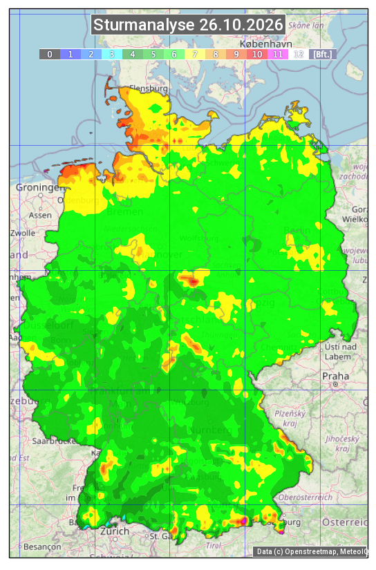 Karte mit Unwetteranalyse