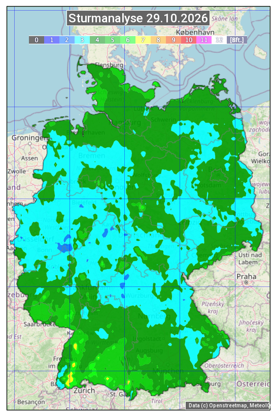 Karte mit Unwetteranalyse